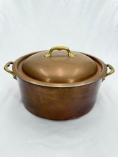 Vintage French Copper Pot with Lid Gaillard Paris 2mm Brass Handles 10.5 Inch picture