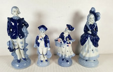 Occupied Japan Porcelain Figurines Set of 4 Blue White Excellent Condition picture