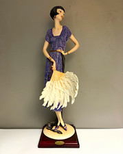 Florence Giuseppe Armani Lady w/ Fan Painted Porcelain Figurine Wood Base LE picture