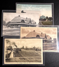 FOUR ANTIQUE GRAND TRUNK RAILWAY CHATHAM STATION DEPOT ONTARIO CANADA POSTCARDS picture