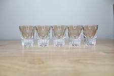 Vintage Federal Glass Shot Glasses Clear Heavy Tapered Paneled Base - Set of 5 picture