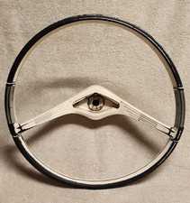 Vintage 1950s 1960s Steering Wheel Beige Black Ribbed Car Boat Garage Man Cave picture