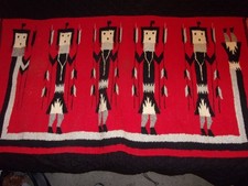 Vintage Navajo Five Rainbow Yei Rug Weaving picture