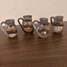 RARE Vintage Lot of 4 Robert Eakin Pottery Funny Face Mini Mugs Miniature picture