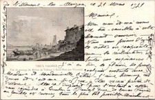 Vieux Valence, Scene on the Rhone River French Postcard Undivided Back, Boats picture