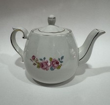 Ellgreave Wood & Sons Teapot Pink Floral Genuine Ironstone England Vintage picture