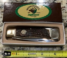 Vintage Weidmannsheil Stag Handle Single Blade Lock Back Knife Boars Head Shield picture