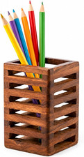 Handmade Wooden Pen Stand Desk Pen Holder, Solid Wood Pencil Organizer, New picture