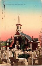 Old Swedes Church Philadelphia PA Pennsylvania Sunset Antique Postcard PM Cancel picture