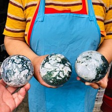 3pcs 5.47LB Natural Water Grass Agate Ball Quartz Crystal Ball Healing 2111 picture
