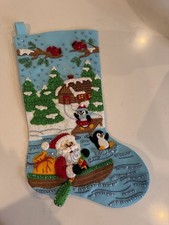 Completed Bucilla 18” Santa’s Lakeside Delivery Felt Christmas Stocking picture