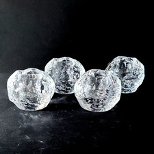 KOSTA BODA SNOWBALL MEDIUM VOTIVE CANDLE HOLDERS, 3