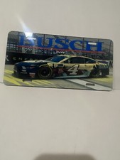 Busch Beer License plate NASCAR￼ ￼Logo Anheuser Busch Budweiser Man Cave Tiki picture