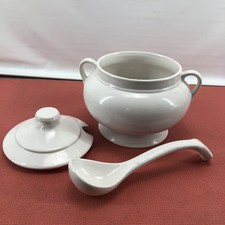 Haeger White Soup Tureen Stew Pot Server with Lid And Ladle Vintage 3203 USA picture