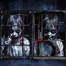 2 Pack Halloween Clown Decoration, Scary Peeper Window Prank, Spooky Halloween picture