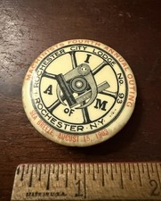 1903 Antique Pinback Machinists 4th Annual Outing Sea Breeze Rochester NY #93 picture