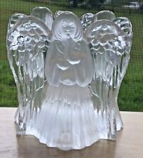 VINTAGE BEAUTIFUL TRIPLE ANGEL ACRYLIC FROSTED GLASS 4-1/4