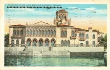 John Ringling Residence Postcard Vintage 1931 Sarasota, Florida Circus Fame N picture