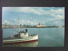 San Diego California CA City Skyline View From Bay Boat Color Postcard 1950s picture