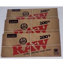 3x PACKS RAW 200's Classic KING SIZE SLIM - FLAT PACK - Uncreased Rolling papers picture