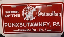 Punxsutawney PA Home Of The Groundhog Vintage License Plate picture