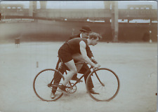 France, Portrait of the cyclist Émile Georget in the middle of the race, Vintage print, circus picture