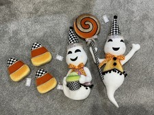 NWT RARE MACKENZIE CHILDS HANGING PLUSH HALLOWEEN GHOSTS AND CANDY SHIPS FREE picture