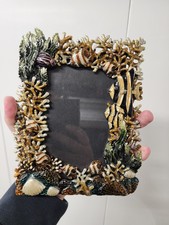 Rare, Vintage Enamel, Metal Picture Frame. Ocean. Sea. Fish. Coral. Fits 4 x 6 picture