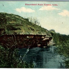 1908 Cresco, IA Steamboat Rock River Bluff Postcard Pocket City McGregor Litho picture