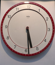 Vintage Braun Wall Clock ABK30 Dieter Rams Design 4861 Battery AA DARK RED/WHITE picture