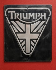 Triumph Vintage Style Garage Sign 20x24 Handmade Aluminum Relief Metal Wall Art picture