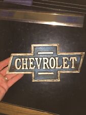 Chevrolet Sign Plaque Chevy Collector Cast Iron Patina METAL Gas Oil 2+ LBS GIFT picture