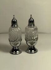 Vintage Farber Brothers NY Glass & Chrome Salt & Pepper Shakers 4.5 in. picture