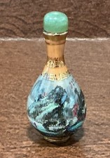 VTG. CHINESE SNUFF BOTTLE ~ REVERSE/INTERIOR PAINTED ~ 3 1/4” ~ STOPPER picture