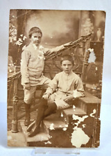 Old pre-revolutionary photo Two boys before 1917 Ukraine antiques picture
