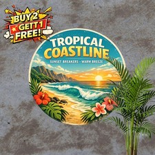 Circular Kauai Hawaii Tropical Round Metal Sign Retro Travel Decor 8x8 picture