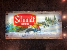 Schmidt Beer Snowmobile LED Lighted Acrylic Bar Sign 12x24 Man Cave Cabin Decor picture