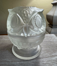 Fenton Satin Clear 2 piece Owl Fairy Lamp-rare find  picture