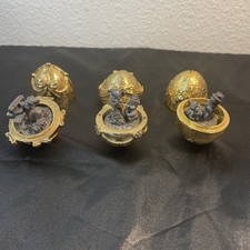 Michael Ricker Pewter Figures Signed Set of 3 Gold Eggs Christmas Presents picture