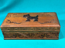 Vintage CARVED WOOD SCOTTIE DESIGN TRINKET OR JEWELRY BOX picture