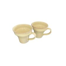 VIETRI Coffee Mug Set Made in Italy Bell Shape Brown Rim Yellow Outside picture