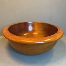 Vintage Hand-Turned Solid Wood Bowl 9.5” Rustic Salad Fruit Serving Bowl picture