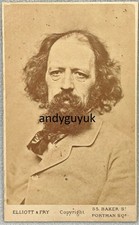 CDV POET LORD ALFRED TENNYSON ANTIQUE PHOTO BY ELLIOTT FRY LONDON VICTORIAN picture