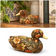 Vintage Floral Botanical Crackle Decoupage Duck  5” Figurine, Cottagecore picture