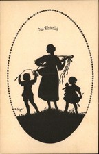 Mother and Children Silhouette Hermann A. Peters c1910s Vintage Postcard picture