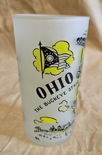 Vintage Frosted Yellow Souvenir Tumbler Glass - Ohio - The Buckeye State picture