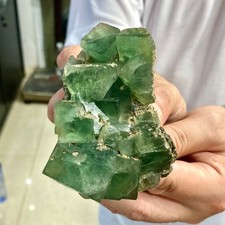 246G  Natural transparent green cubic fluorite mineral crystal sample/China. picture