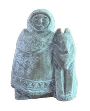 Hand Carved Native Alaskan With Wolf picture
