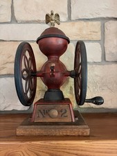 Antique Enterprise No. 2 Cast Iron Coffee Grinder Mill Red Paint Eagle Finial picture