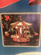 NIB VTG Mr Christmas Holiday Fair Carousel 42 Song Musical Flying Sleigh Ride picture